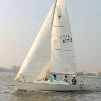 Sailing at Gateway of India, Mumbai, J24 Sailboat