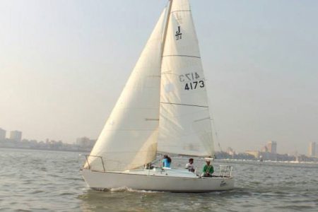 Sailing at Gateway of India, Mumbai, J24 Sailboat